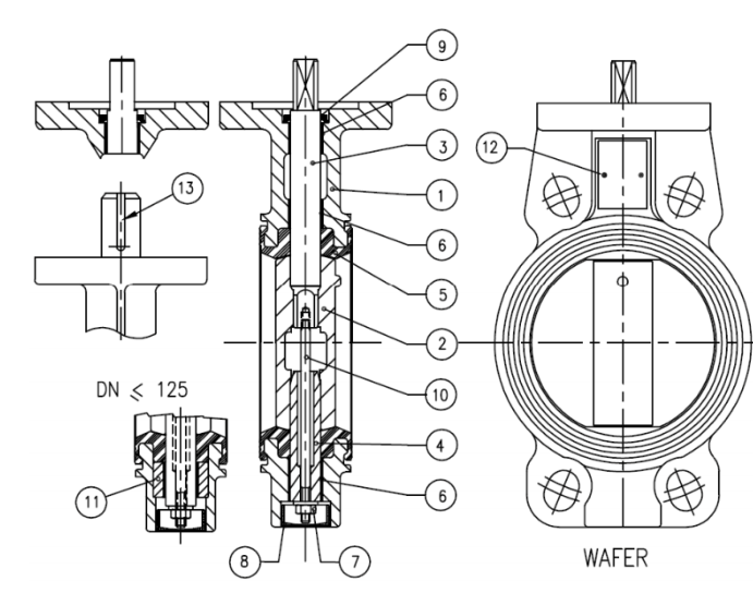 JMC31300 Wafer Butterfly Valve Construction